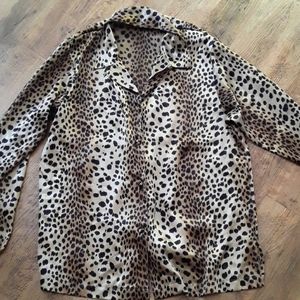 Silky Leapord Print Longsleeve Shirt